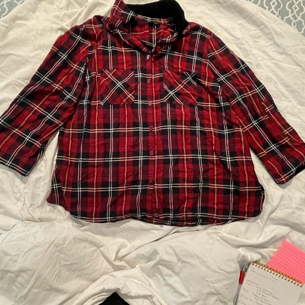 John Mark Red and Black Plaid Button Down Shirt
